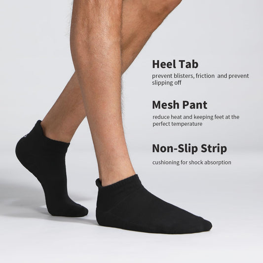 Athletic Running Ankle Socks, Low Cut Cushioned Anti-Blister Tab Sports Socks Men Women 6Pairs